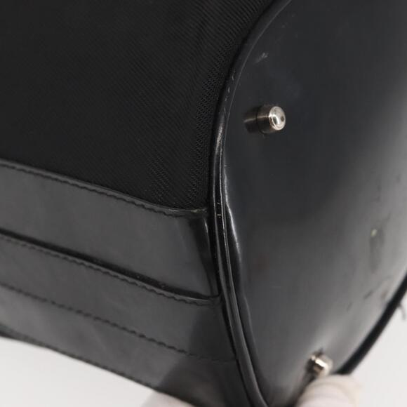 GUCCI Bamboo Hand Bag Nylon 2way Black Silver Auth BA5354